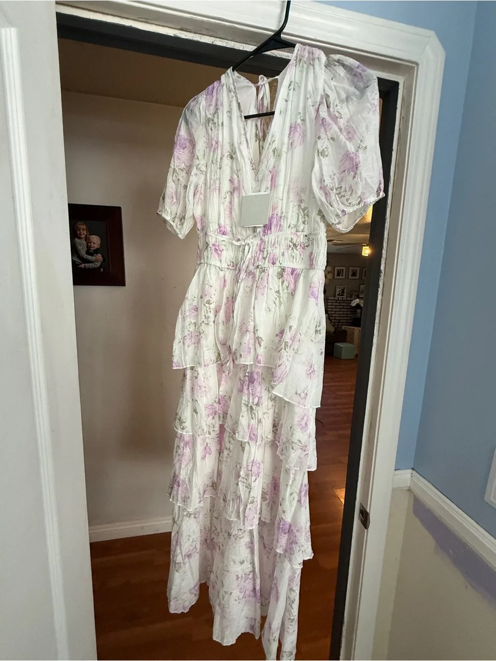 Lavender Floral Tiered Maxi Dress
